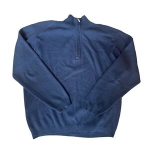 Tommy Bahama Mockneck Silk & Cotton Quarter Zip Long Sleeve Blue Sweater Size M
